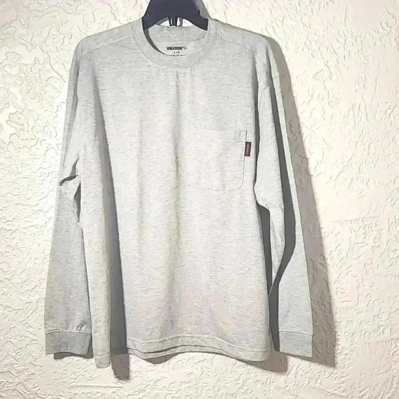Wolverine long sleeve men's Large grey Gurdian cotton crew neck workwear - Picture 1 of 8